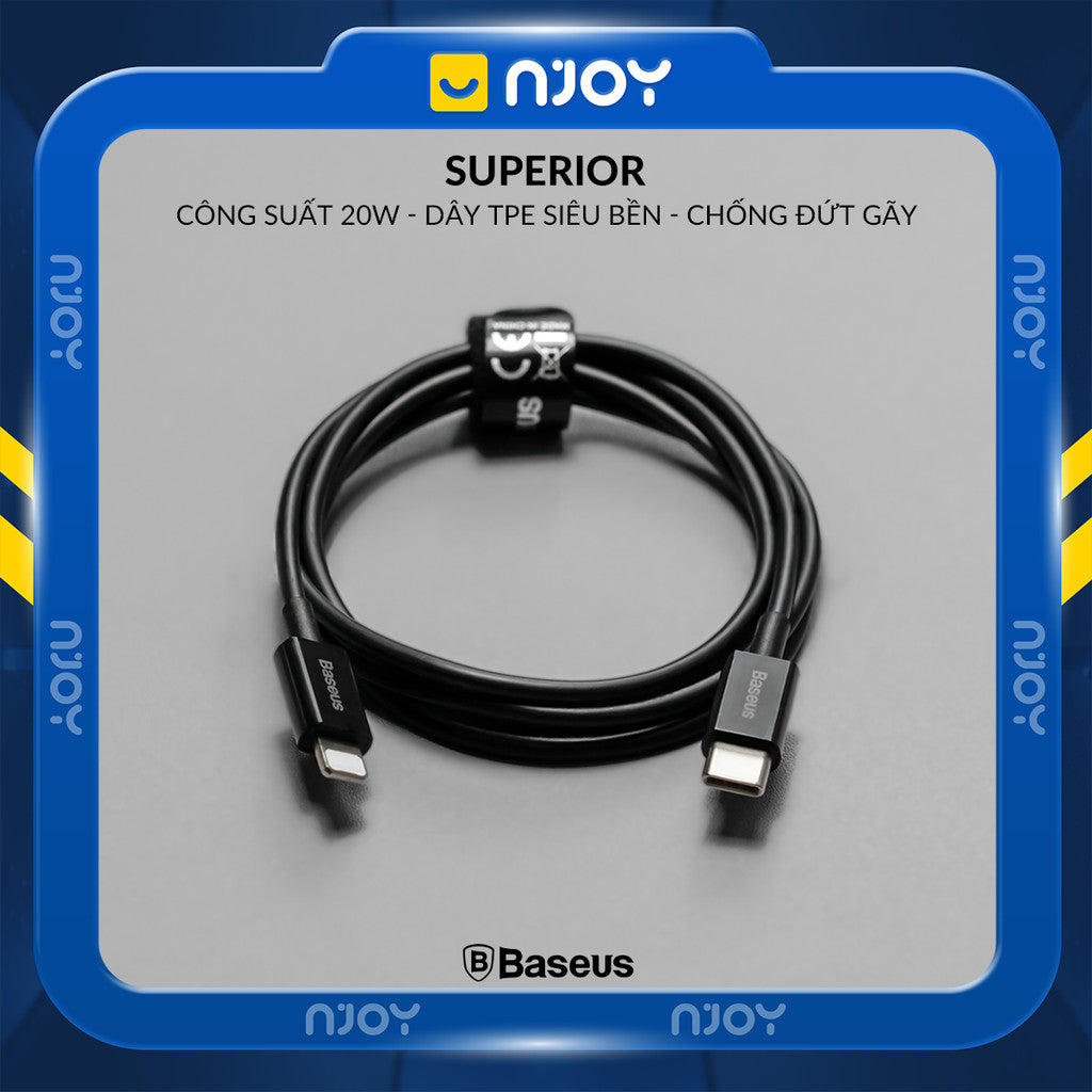 Dây Cáp Sạc Baseus 20W Type C To L Chất Liệu TPE Siêu Bền Cho Điện Thoại iPhone 14 Pro Max 13 12 11