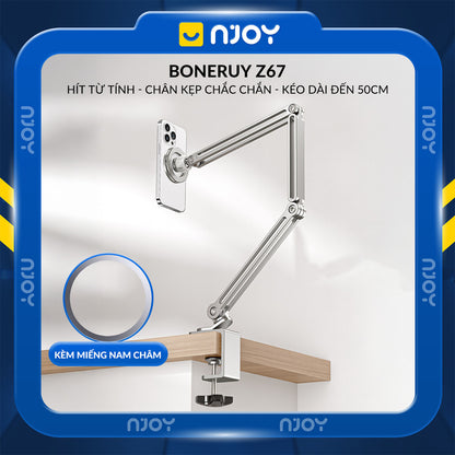 Giá Đỡ Điện Thoại Boneruy Z67 Hít Từ Tính Hợp Kim Nhôm Cao Cấp Độ Cao 50cm Xoay 360 Độ Ổn Định