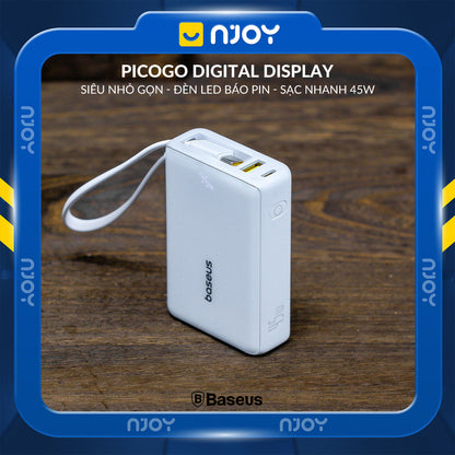 Sạc Dự Phòng Baseus 10000mAh Tích Hợp Cáp Type C QC PD 45W Cho Điện Thoại iPhone 17 Pro Max 15 14 13