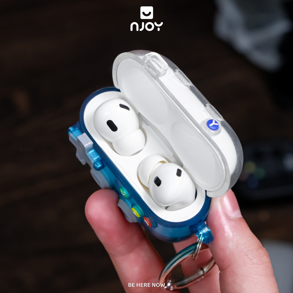 Vỏ Ốp Trong Suốt Game Bảo Vệ Tai Nghe Airpods Pro 3 Pro 2 Airpods 4 Tích Hợp Giá Đỡ Kèm Móc Khóa