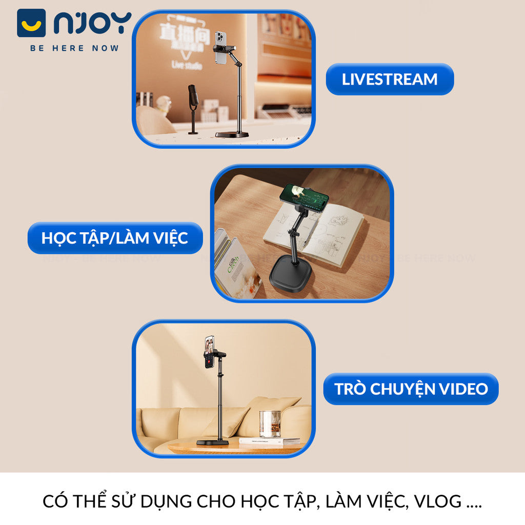 Giá Đỡ Điện Thoại Boneruy Để Bàn Xoay 360 Độ Điều Chỉnh Độ Cao Cho Livestearm Học Tập Quay Video