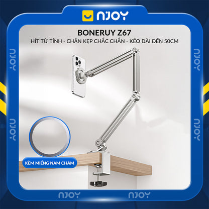 Giá Đỡ Điện Thoại Boneruy Z67 Hít Từ Tính Hợp Kim Nhôm Cao Cấp Độ Cao 50cm Xoay 360 Độ Ổn Định