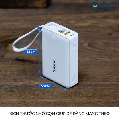 Sạc Dự Phòng Baseus 10000mAh Tích Hợp Cáp Type C QC PD 45W Cho Điện Thoại iPhone 17 Pro Max 15 14 13