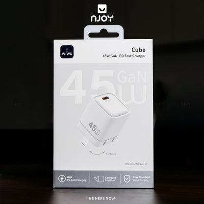 Củ Sạc Nhanh 45W GaN WiWu Cube Type C Pd Chân Gập Nhỏ Gọn Cho iPhone 18 Pro Max 17 16 Macbook iPad
