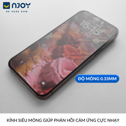 Kính Cường Lực Hoda 2.5D Chống Vân Tay Cao Cấp Khung Tự Dán Cho Điện Thoại iPhone 17 Pro Max 16 15