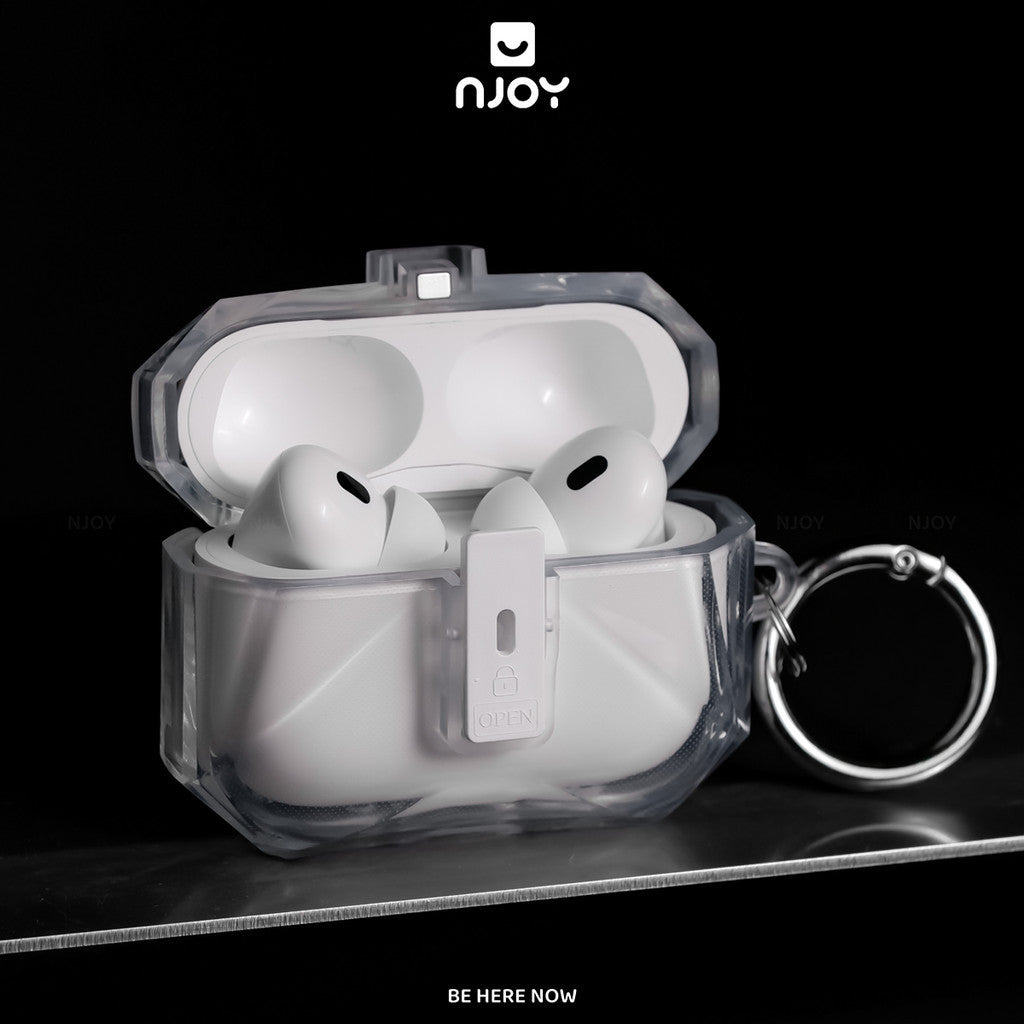 Vỏ Ốp Trong Suốt Khoá Cài Nam Châm Bảo Vệ Airpods Pro 3 Pro 2 Móc Khoá Chống Sốc Njoy Gem