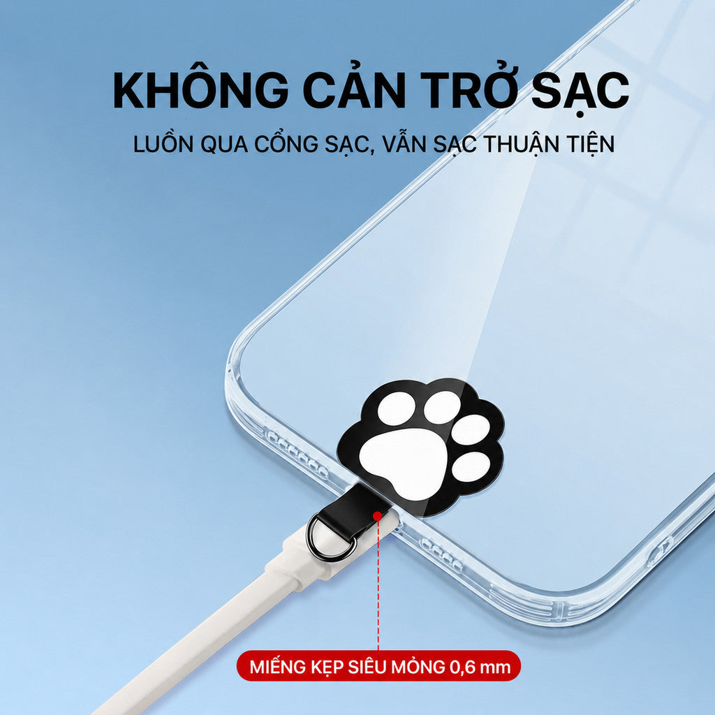 Tag Treo Hình Mèo Dễ Thương Siêu Mỏng Nhiều Màu Hỗ Trợ Gắn Cho Dây Đeo Điện Thoại Không Cần Dán