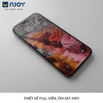 Kính Cường Lực Hoda 2.5D Chống Vân Tay Cao Cấp Khung Tự Dán Cho Điện Thoại iPhone 17 Pro Max 16 15