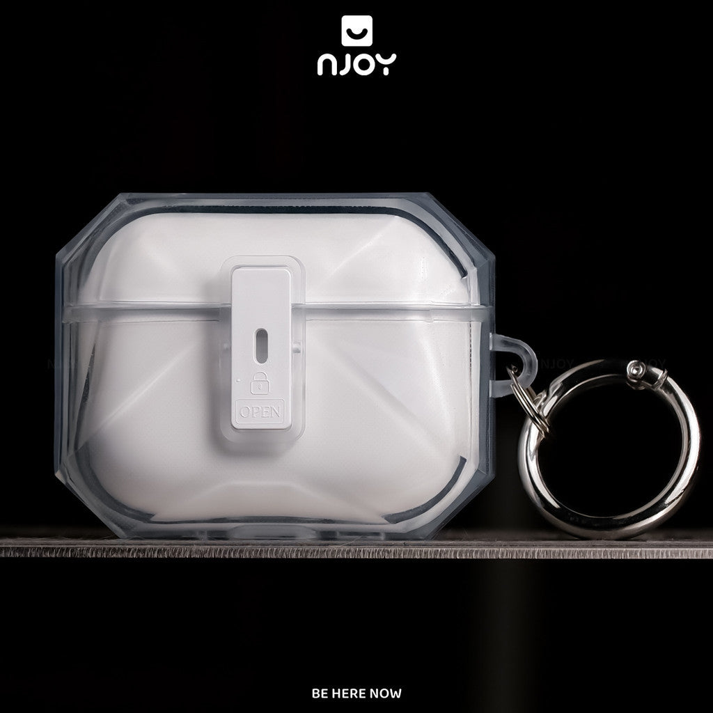 Vỏ Ốp Trong Suốt Khoá Cài Nam Châm Bảo Vệ Airpods Pro 3 Pro 2 Móc Khoá Chống Sốc Njoy Gem