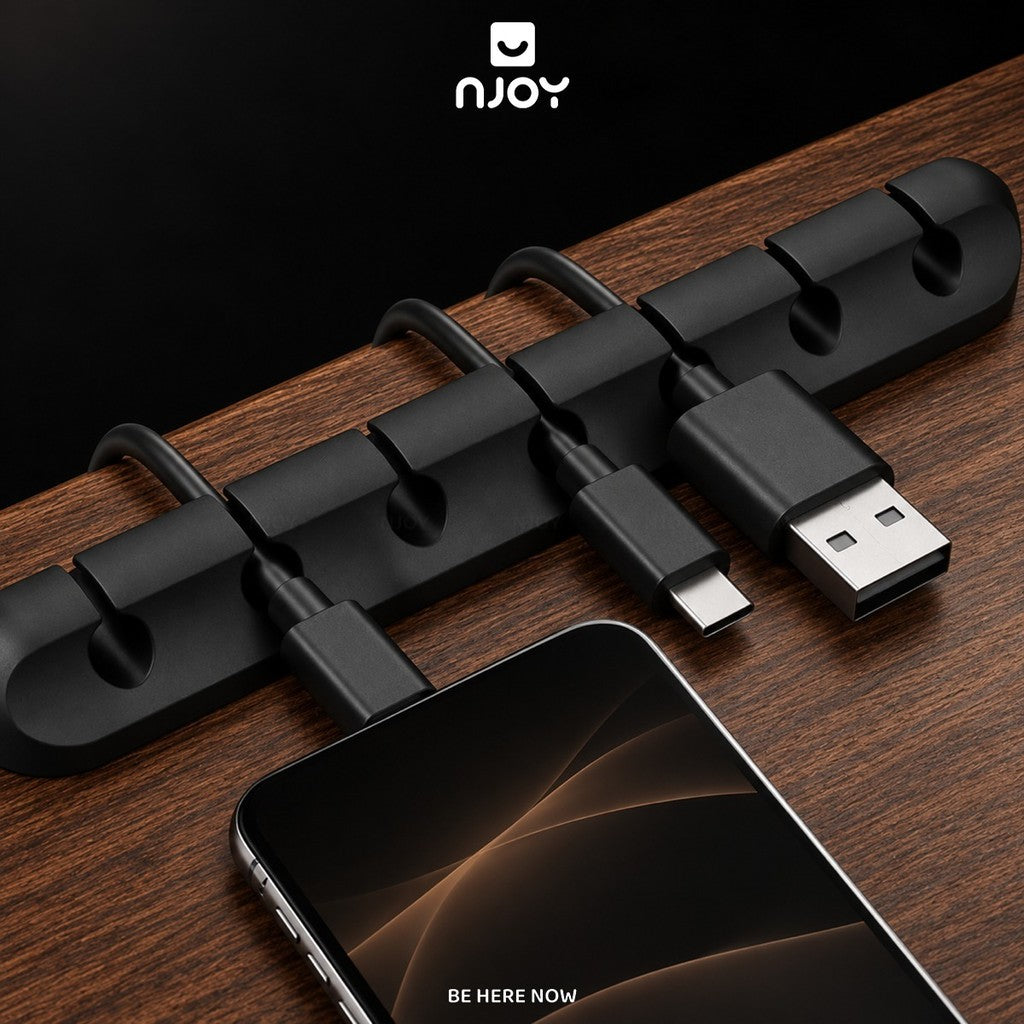 Kẹp Cố Định Dây Cáp Sạc Chất Liệu Silicon Nhiều Khe Dán Cạnh Bàn Xếp Gọn Dây Sạc Tai Nghe Máy Tính