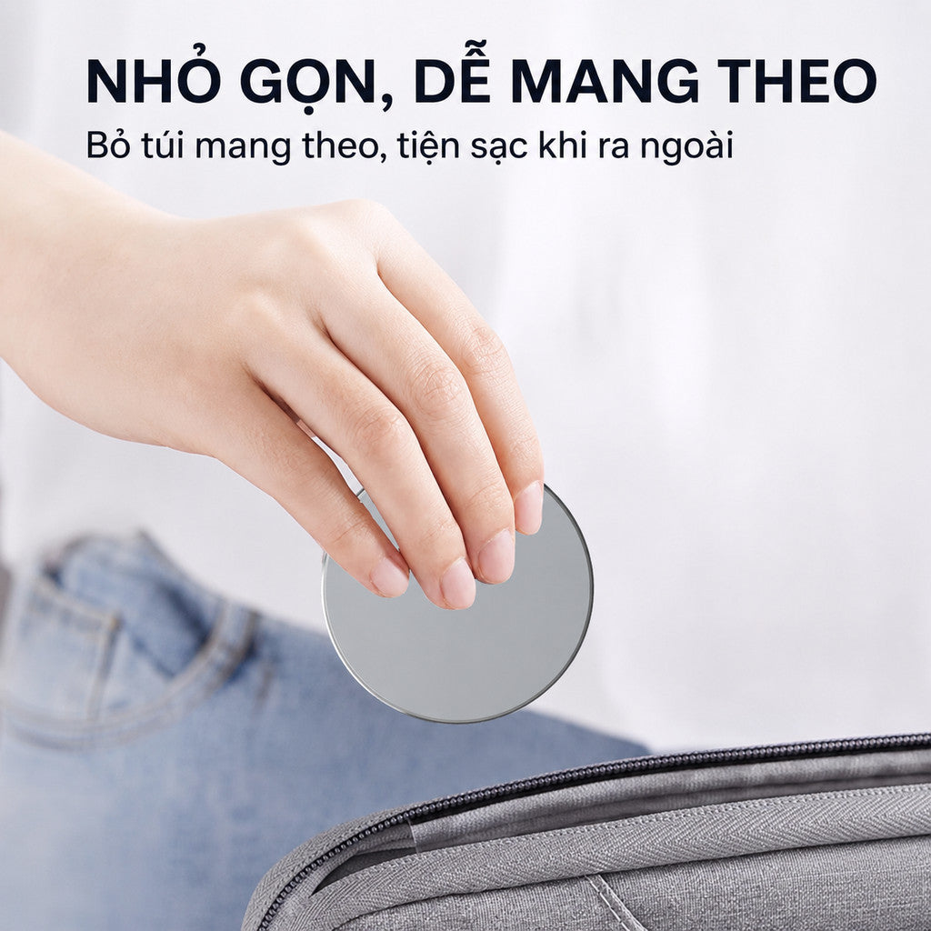 Đế Sạc Không Dây Chuẩn Qi2 Sạc Nhanh 15W Cho Điện Thoại iPhone 17 Pro Max 16 15 14 13 Airpods