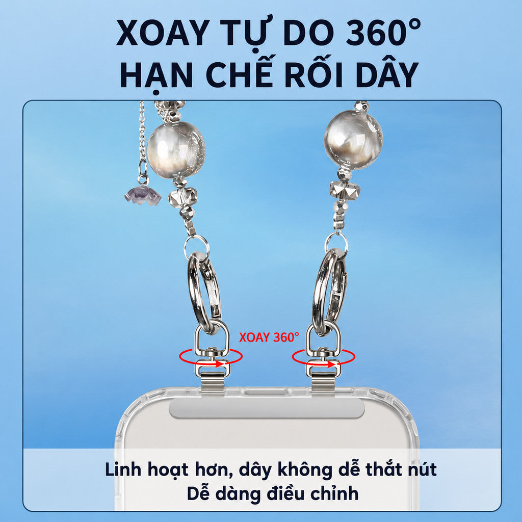 Tag Hợp Kim Xoay 360 Độ Móc Treo Đôi Siêu Mỏng Hỗ Trợ Gắn Cho Dây Đeo Điện Thoại Không Cần Dán
