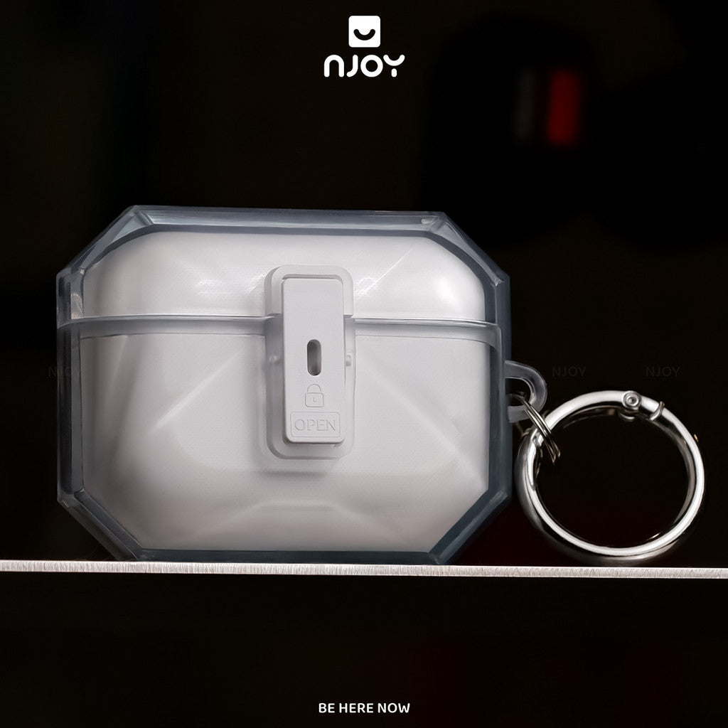 Vỏ Ốp Trong Suốt Khoá Cài Nam Châm Bảo Vệ Airpods Pro 3 Pro 2 Móc Khoá Chống Sốc Njoy Gem