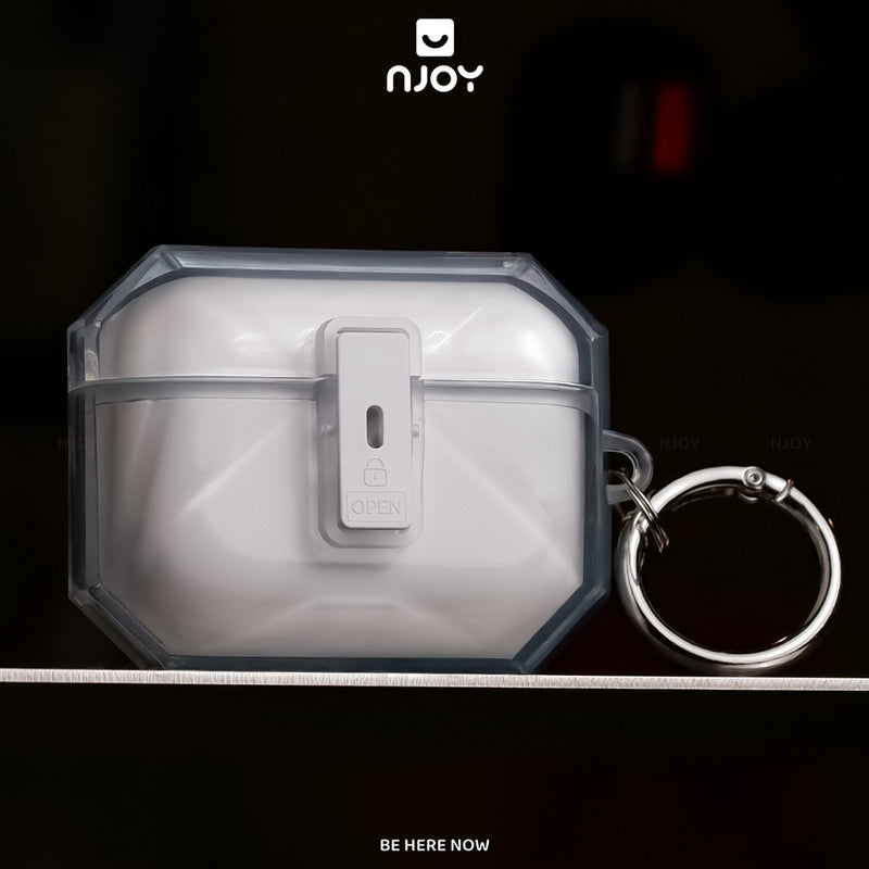 Vỏ Ốp Trong Suốt Khoá Cài Nam Châm Bảo Vệ Airpods Pro 3 Pro 2 Móc Khoá Chống Sốc Njoy Gem