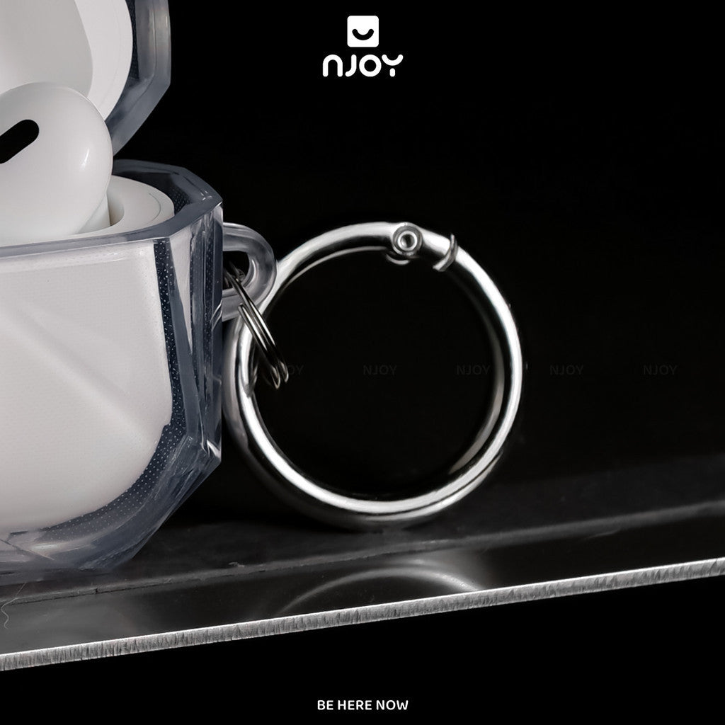Vỏ Ốp Trong Suốt Khoá Cài Nam Châm Bảo Vệ Airpods Pro 3 Pro 2 Móc Khoá Chống Sốc Njoy Gem