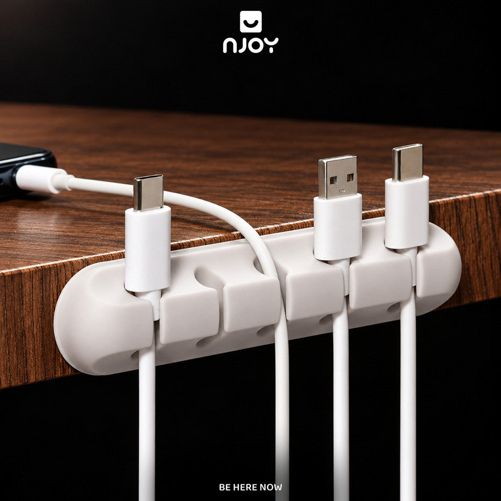 Kẹp Cố Định Dây Cáp Sạc Chất Liệu Silicon Nhiều Khe Dán Cạnh Bàn Xếp Gọn Dây Sạc Tai Nghe Máy Tính