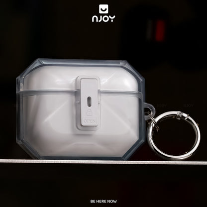 Vỏ Ốp Trong Suốt Khoá Cài Nam Châm Bảo Vệ Airpods Pro 3 Pro 2 Móc Khoá Chống Sốc Njoy Gem