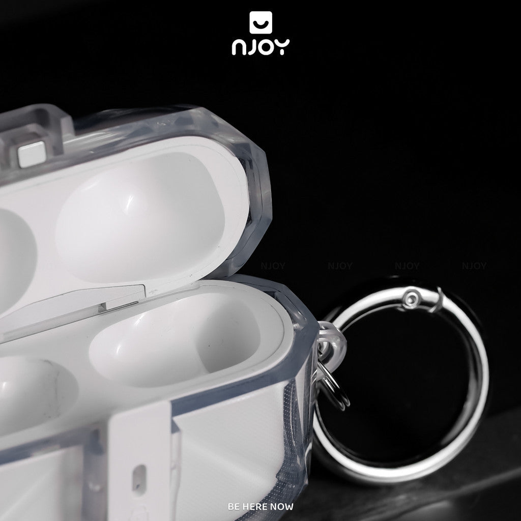 Vỏ Ốp Trong Suốt Khoá Cài Nam Châm Bảo Vệ Airpods Pro 3 Pro 2 Móc Khoá Chống Sốc Njoy Gem