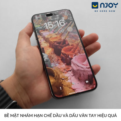 Kính Cường Lực Hoda 2.5D Chống Vân Tay Cao Cấp Khung Tự Dán Cho Điện Thoại iPhone 17 Pro Max 16 15