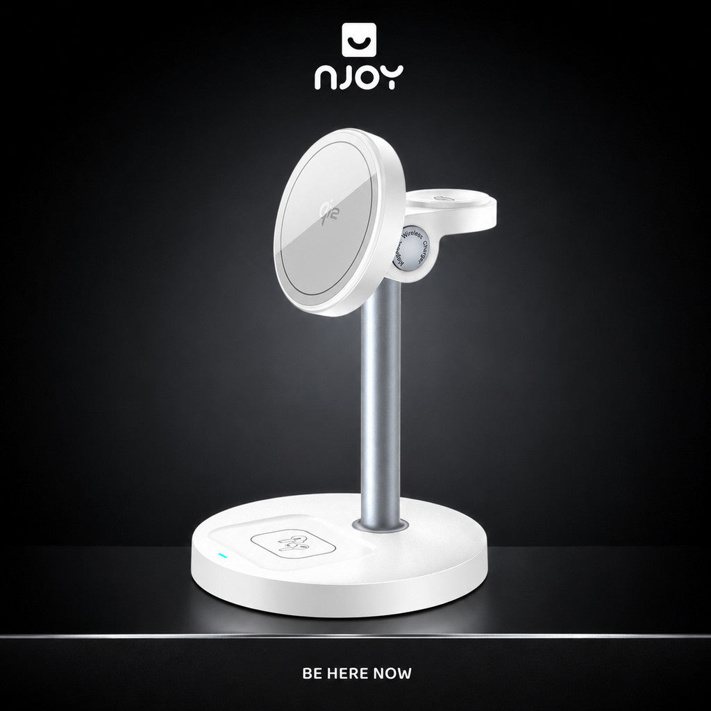Bộ Sạc Magsafe 3 in 1 Chuẩn Qi2 Cho Điện Thoại iPhone Tai Nghe Airpods Đồng Hồ Apple Watch