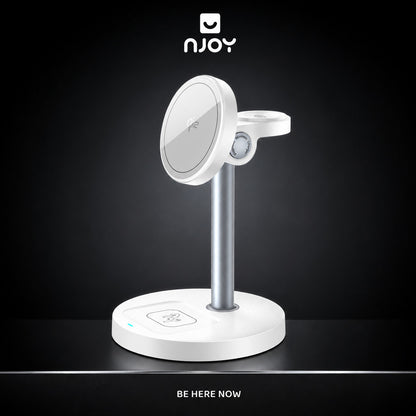Bộ Sạc Magsafe 3 in 1 Chuẩn Qi2 Cho Điện Thoại iPhone Tai Nghe Airpods Đồng Hồ Apple Watch