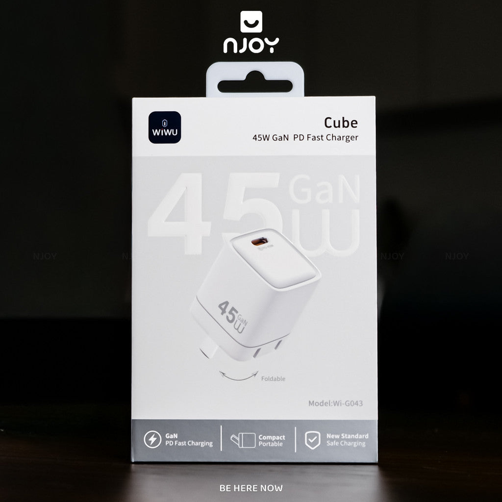 Củ Sạc Nhanh 45W GaN WiWu Cube Type C Pd Chân Gập Nhỏ Gọn Cho iPhone 18 Pro Max 17 16 Macbook iPad