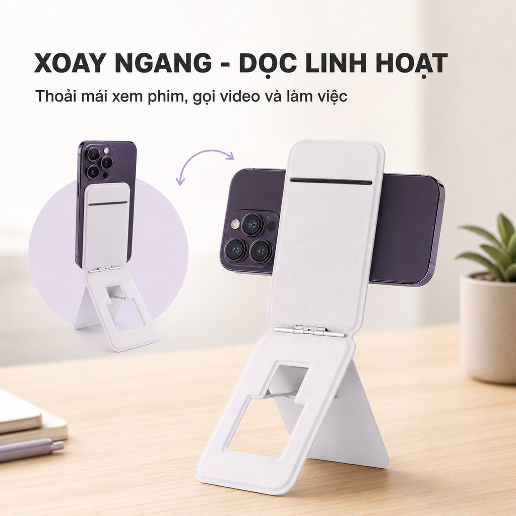 Ví Đựng Thẻ Magsafe Tích Hợp Giá Đỡ Siêu Mỏng Cho Điện Thoại iPhone 17 Pro Max 16 15 14 13