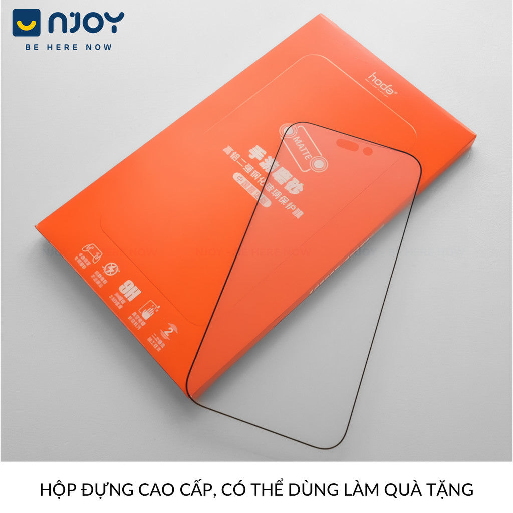 Kính Cường Lực Hoda 2.5D Chống Vân Tay Cao Cấp Khung Tự Dán Cho Điện Thoại iPhone 17 Pro Max 16 15
