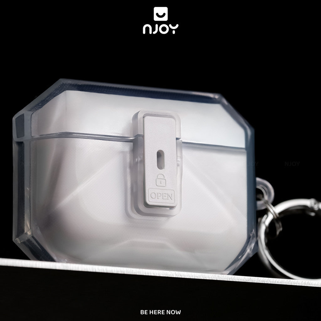 Vỏ Ốp Trong Suốt Khoá Cài Nam Châm Bảo Vệ Airpods Pro 3 Pro 2 Móc Khoá Chống Sốc Njoy Gem