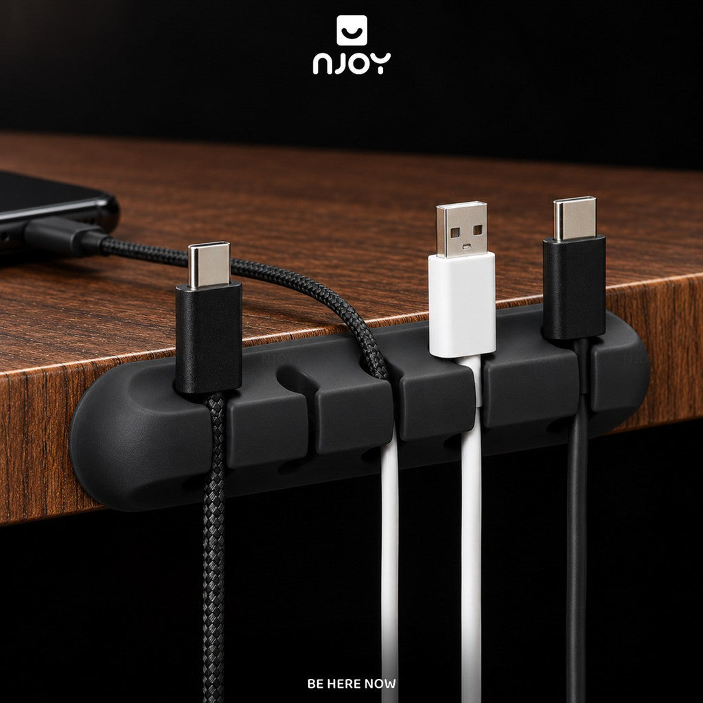 Kẹp Cố Định Dây Cáp Sạc Chất Liệu Silicon Nhiều Khe Dán Cạnh Bàn Xếp Gọn Dây Sạc Tai Nghe Máy Tính