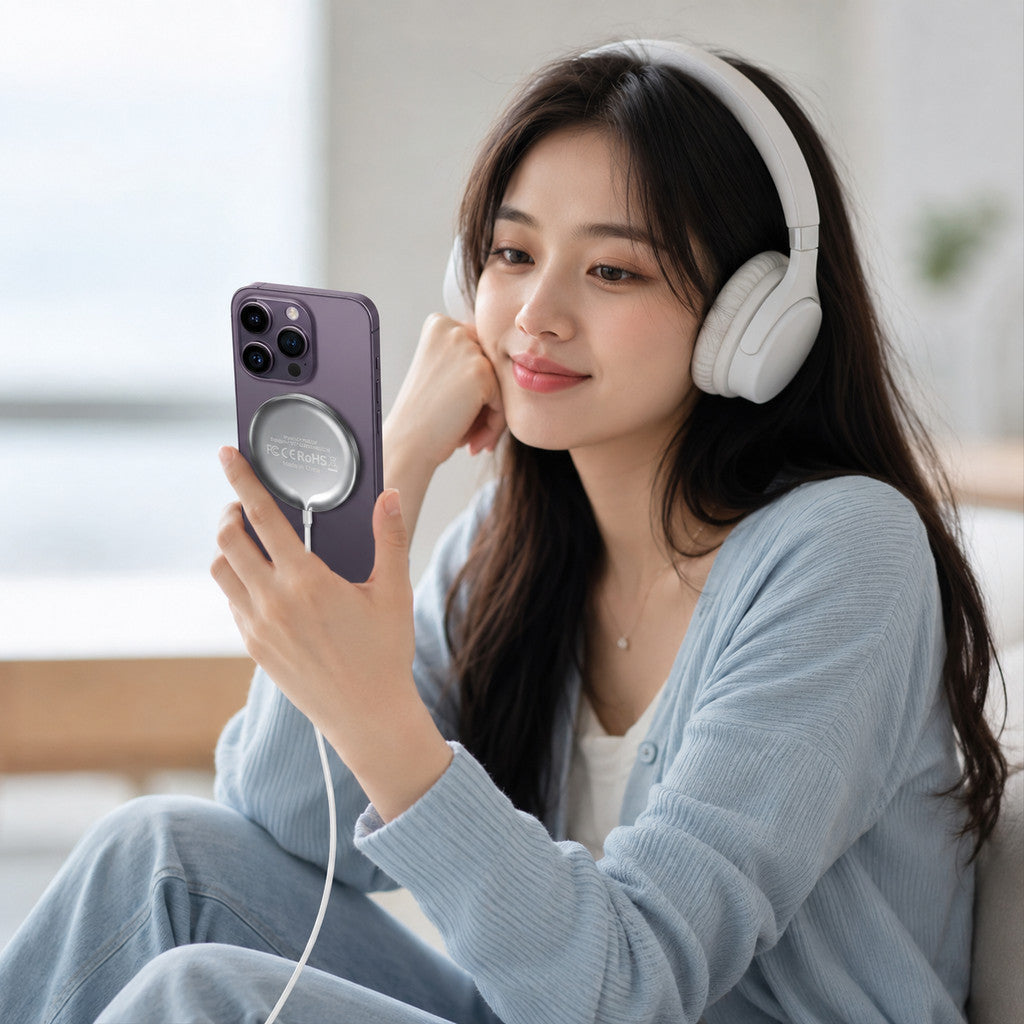 Đế Sạc Không Dây Chuẩn Qi2 Sạc Nhanh 15W Cho Điện Thoại iPhone 17 Pro Max 16 15 14 13 Airpods