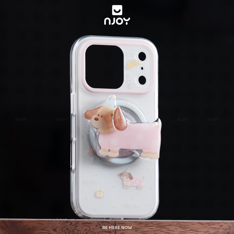 Ốp Lưng In Hình Pupday Chó Dễ Thương Kèm Popsocket Magsafe Cho iPhone 17 Pro Max 16 15 14 Njoy