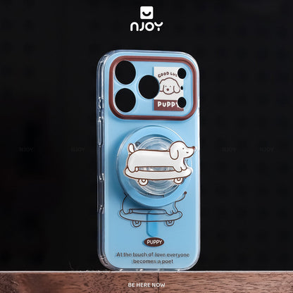 Ốp Lưng In Hình Skate Pup Chó Trượt Ván Kèm Popsocket Cho Điện Thoại iPhone 17 Pro Max 16 15 14 Njoy