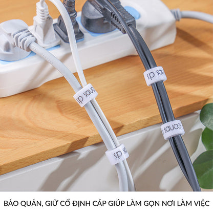 Dây Velcro Nylon Đai Buộc Làm Gọn Chống Rối Cho Dây Cáp Sạc Tai Nghe Tiện Lợi Tái Sử Dụng Njoy
