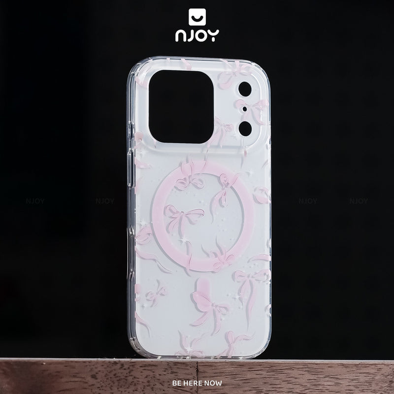 Ốp In Hình Nơ Hồng Dễ Thương Hỗ Trợ Sạc Magsafe Cho Điện Thoại iPhone 17 Pro Max 16 15 14 13 Njoy