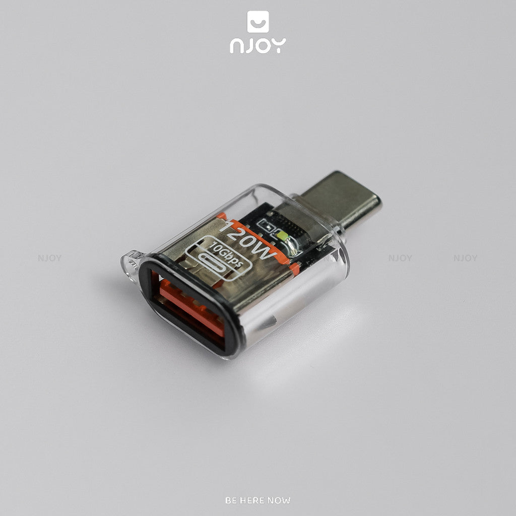 Đầu Chuyển Đổi OTG Type C Sang USB 3.2 10Gbps Sạc Nhanh 120W Cho Điện Thoại iPhone iPad Macbook Njoy