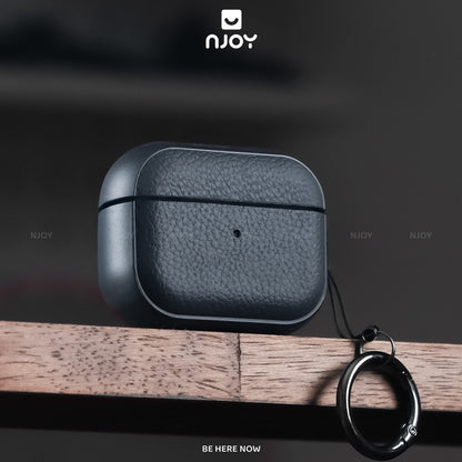 Ốp Da Vân Nổi Cao Cấp Chống Vân Tay Kèm Móc Khoá Cho Tai Nghe Airpods Pro 3 Pro 2 Airpods 4 Njoy