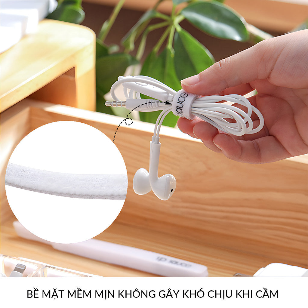 Dây Velcro Nylon Đai Buộc Làm Gọn Chống Rối Cho Dây Cáp Sạc Tai Nghe Tiện Lợi Tái Sử Dụng Njoy