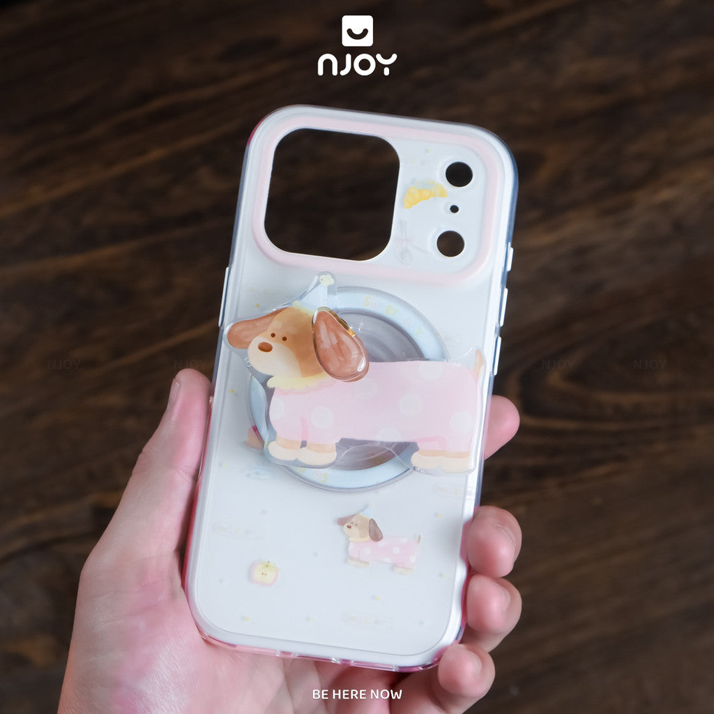 Ốp Lưng In Hình Pupday Chó Dễ Thương Kèm Popsocket Magsafe Cho iPhone 18 Pro Max 17 16 15 14 Njoy