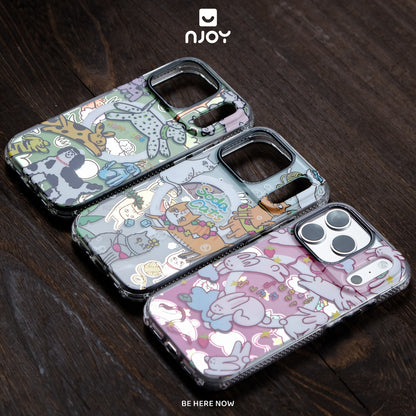 Ốp In Hình Chó Mèo Thỏ Dễ Thương Phản Quang Chống Sốc Cho Điện Thoại iPhone 17 Pro Max 16 15 14 Njoy