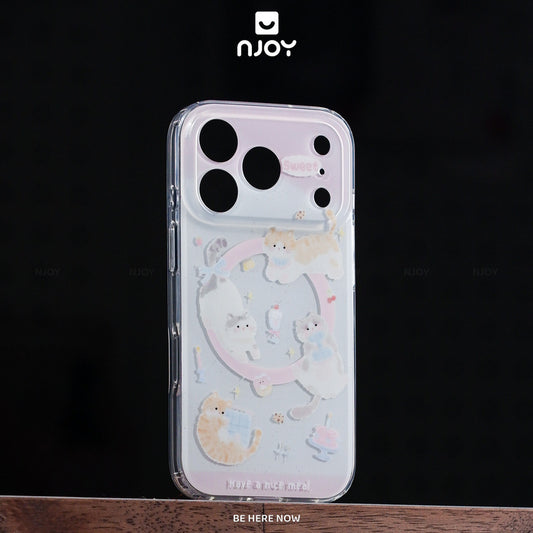 Ốp Lưng In Hình Mèo Meowday Dễ Thương Màu Hồng Magsafe Cho iPhone 17 Pro Max 16 15 14 Njoy