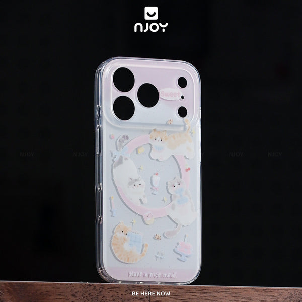 Ốp Lưng In Hình Mèo Meowday Dễ Thương Màu Hồng Magsafe Cho iPhone 17 Pro Max 16 15 14 Njoy