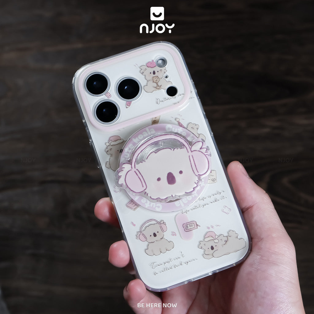 Ốp In Hình Gấu Túi Koala Dễ Thường Kèm Popsocket Hít Magsafe Cho Điện Thoại iPhone 18 Pro Max 17 16 15 14