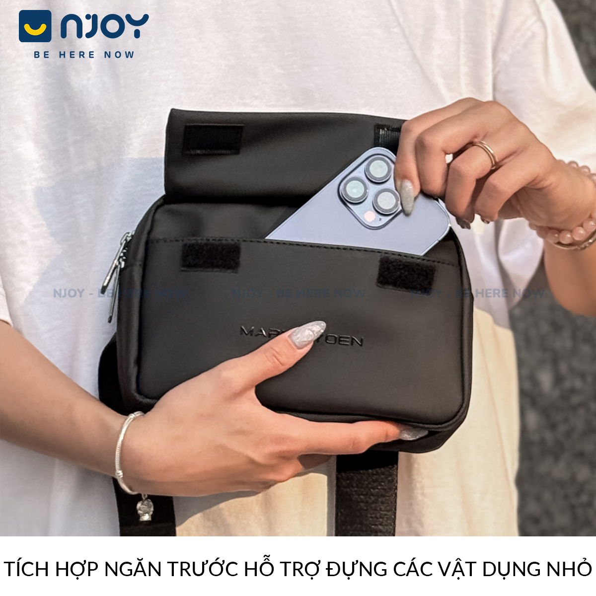 Túi Đeo Chéo Unisex Mark Ryden Thời Trang Cao Cấp Chống Nước Đựng Phụ Kiện Điện Thoại Sạc Dự Phòng