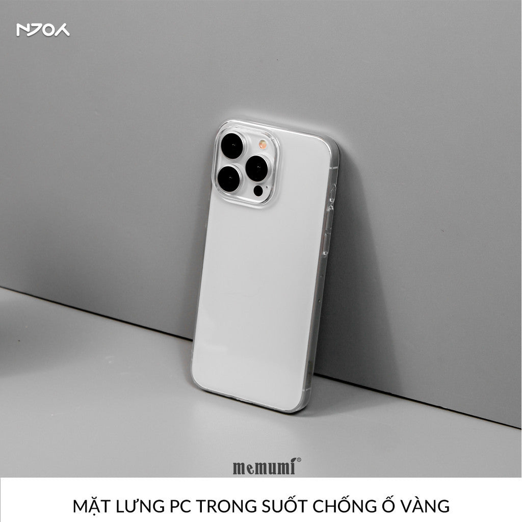 Ốp Trong Suốt Cứng Siêu Mỏng Memumi Chống Ố Vàng Cho Điện Thoại iPhone 17 Pro Max 16 15 14 13 12