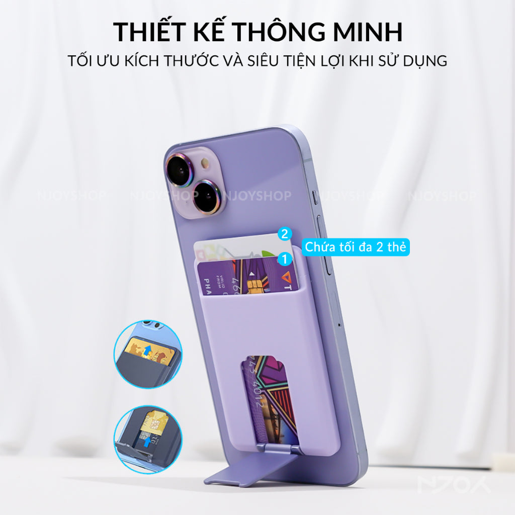 Ví Đựng Thẻ Hỗ Trợ Magsafe Siêu Mỏng Có Giá Đỡ Cho Điện Thoại iPhone Samsung