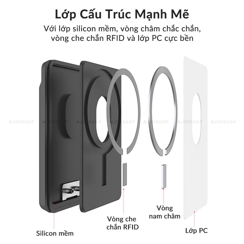 Ví Đựng Thẻ Hỗ Trợ Magsafe Siêu Mỏng Có Giá Đỡ Cho Điện Thoại iPhone Samsung