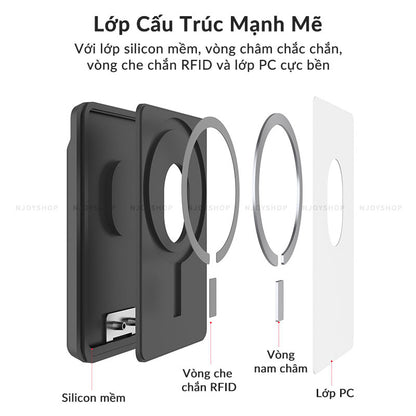 Ví Đựng Thẻ Hỗ Trợ Magsafe Siêu Mỏng Có Giá Đỡ Cho Điện Thoại iPhone Samsung