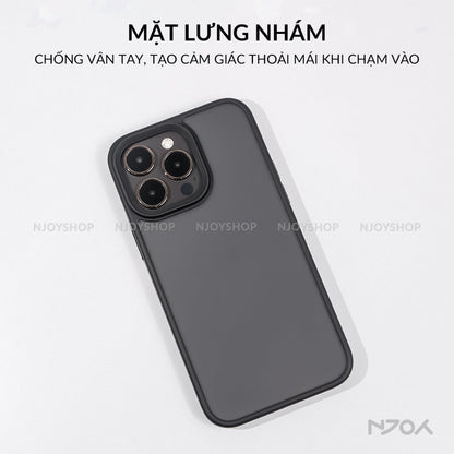 Ốp Nhám Viền Màu Chống Vân Tay Likgus Nút Kim Loại Cho iPhone 17 Pro Max 16 15 14 13 12 11