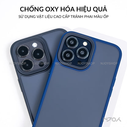 Ốp Nhám Viền Màu Chống Vân Tay Likgus Nút Kim Loại Cho iPhone 17 Pro Max 16 15 14 13 12 11